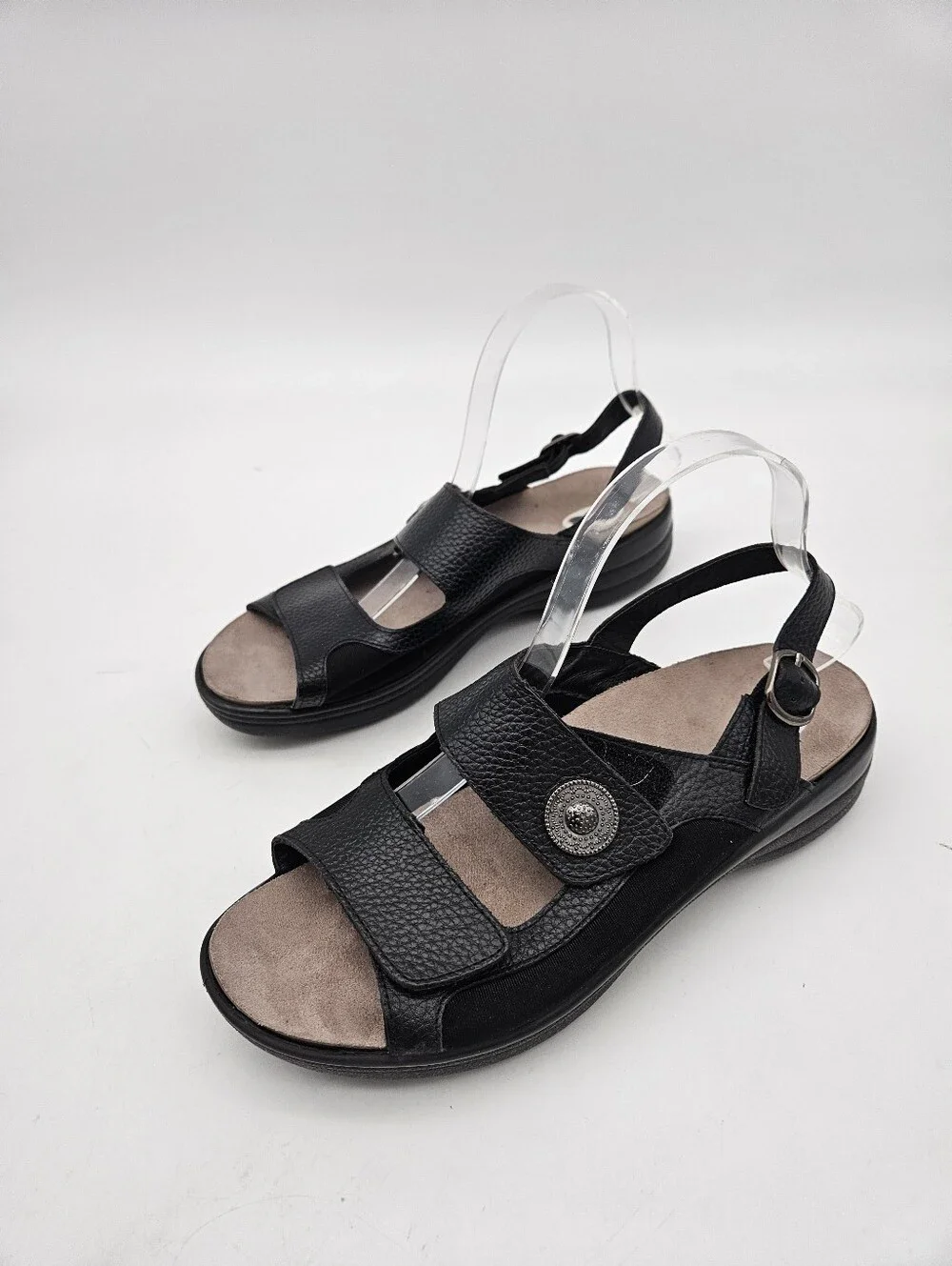 Dr. Comfort Lana Slingback Sandals Diabetic Black Pebbled Leather Womens Size 10